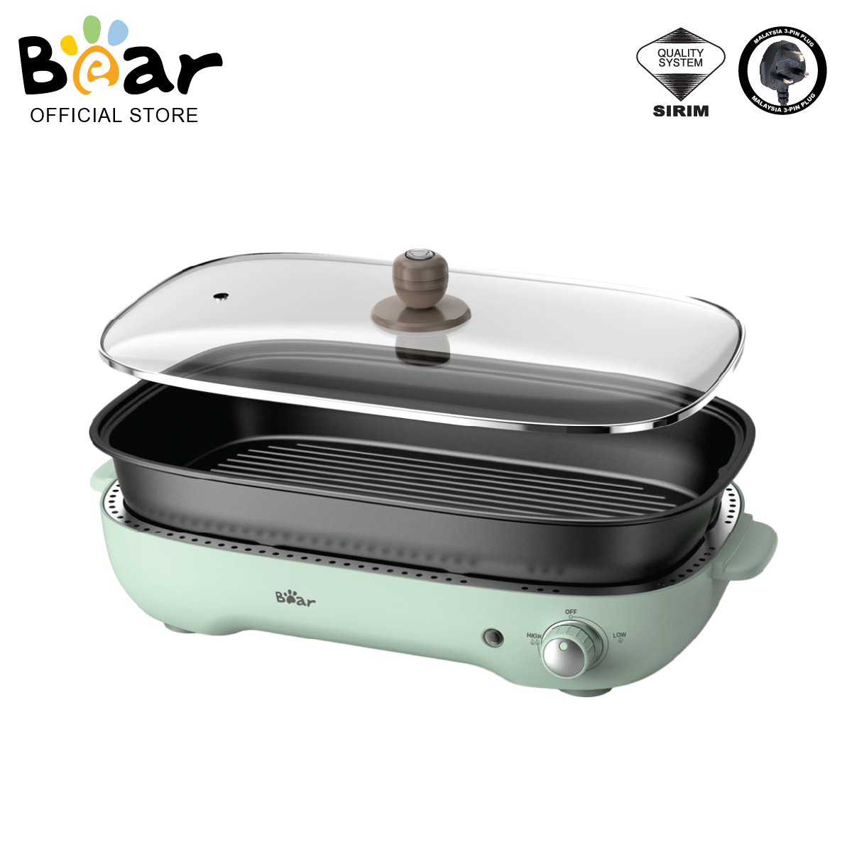 3in1 Multi Grill Pan 4L Teflon NonStick Coating Bear Malaysia