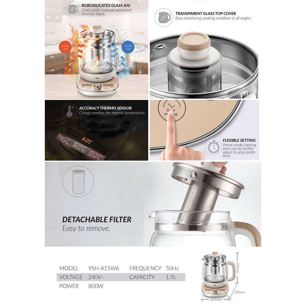Bear Electric Kettle Health Pot YSHA15W6